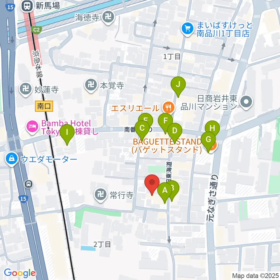 南品川TMスタジオ周辺のファミレス・ファーストフード一覧地図
