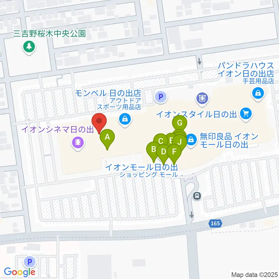 島村楽器 イオンモール日の出店周辺のファミレス・ファーストフード一覧地図