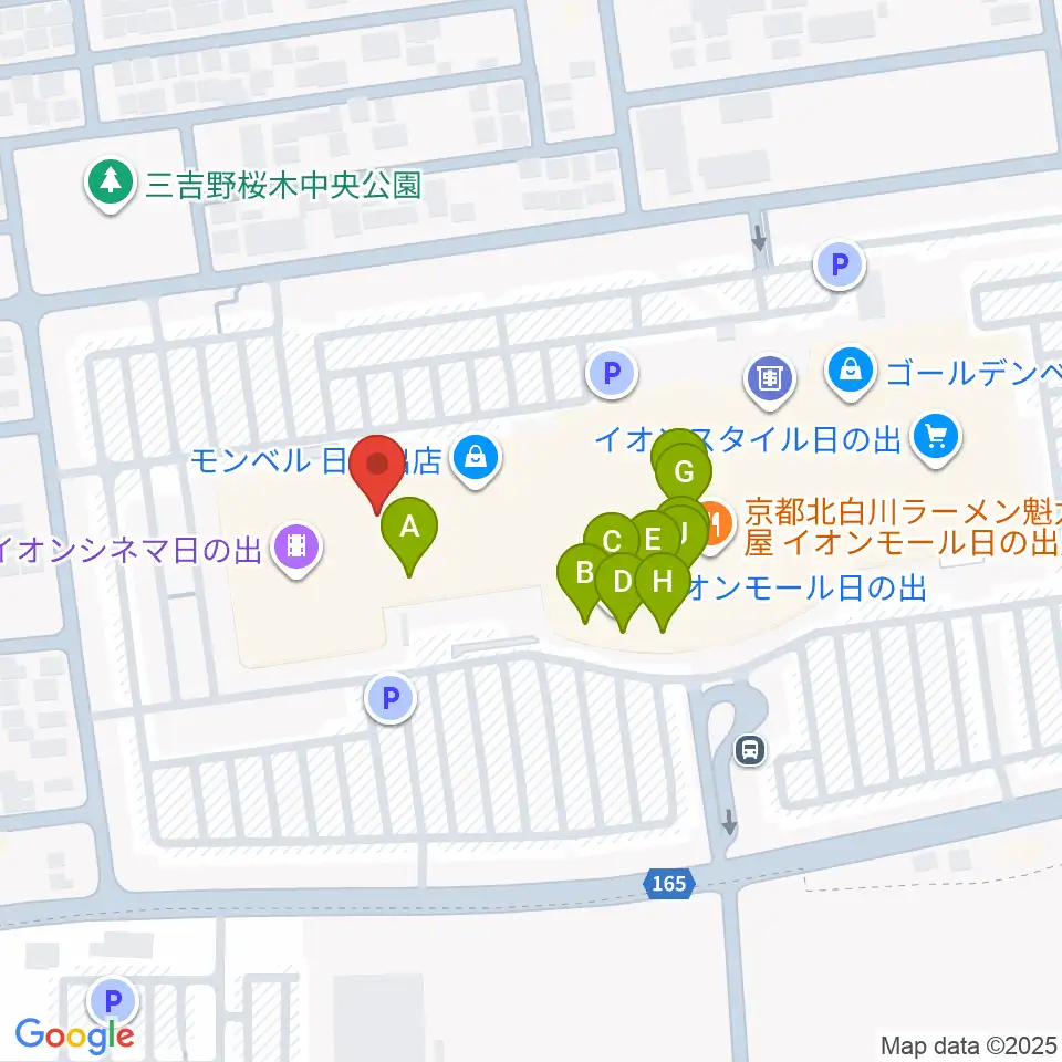 島村楽器 イオンモール日の出店周辺のファミレス・ファーストフード一覧地図
