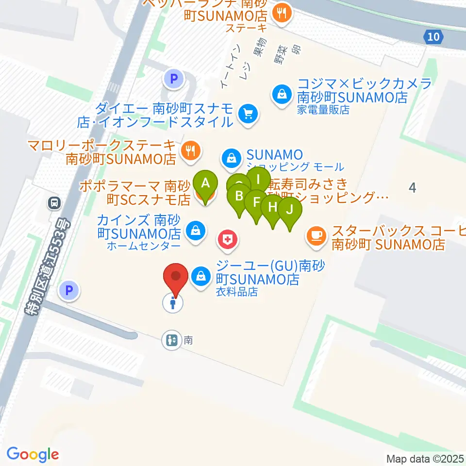 島村楽器 南砂町スナモ店周辺のファミレス・ファーストフード一覧地図