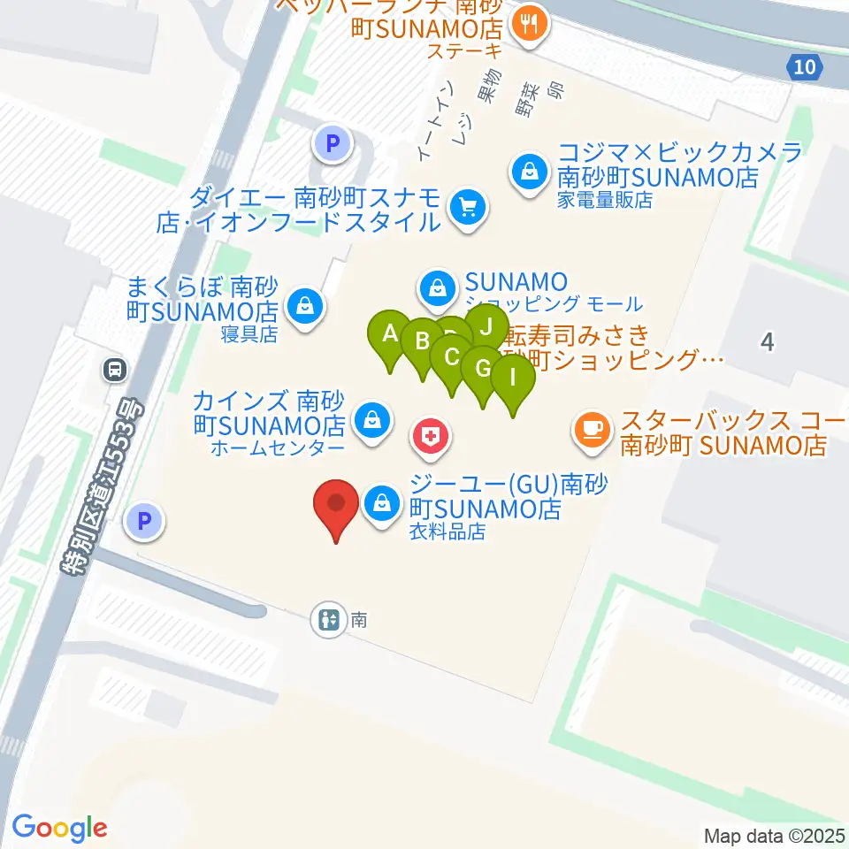 島村楽器 南砂町スナモ店周辺のファミレス・ファーストフード一覧地図