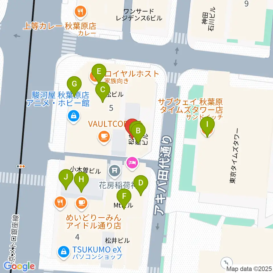 シマムラストリングス秋葉原周辺のファミレス・ファーストフード一覧地図