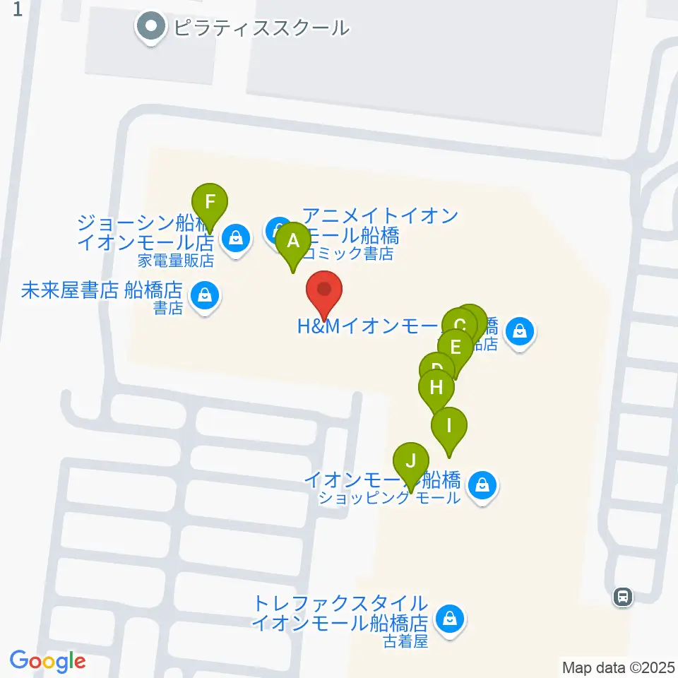 島村楽器イオンモール船橋店周辺のファミレス・ファーストフード一覧地図