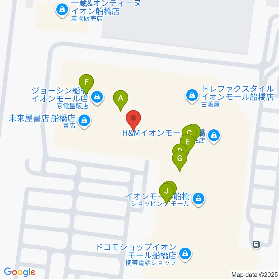 島村楽器イオンモール船橋店周辺のファミレス・ファーストフード一覧地図