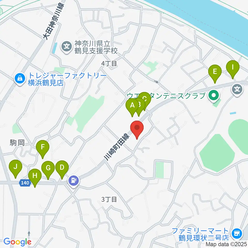 アオバ楽器 フレンド教室周辺のファミレス・ファーストフード一覧地図