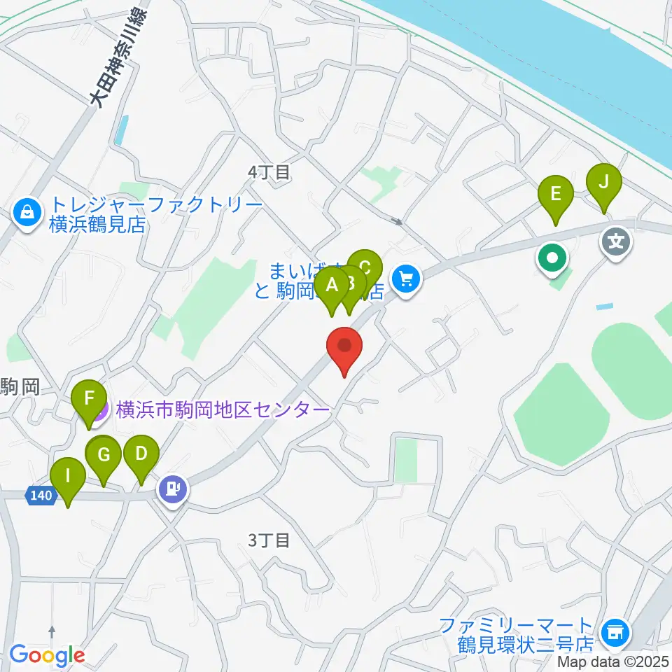 アオバ楽器 フレンド教室周辺のファミレス・ファーストフード一覧地図