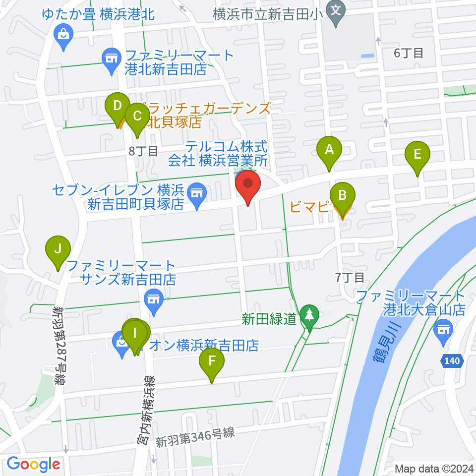 貝塚音楽教室周辺のファミレス・ファーストフード一覧地図