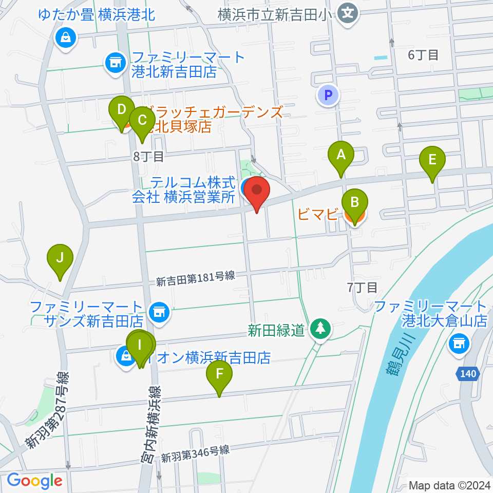 貝塚音楽教室周辺のファミレス・ファーストフード一覧地図