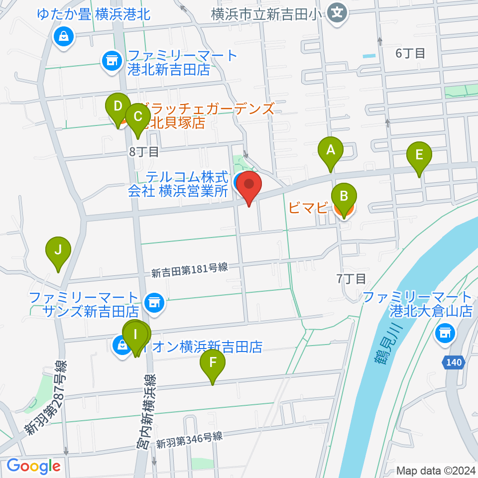 貝塚音楽教室周辺のファミレス・ファーストフード一覧地図