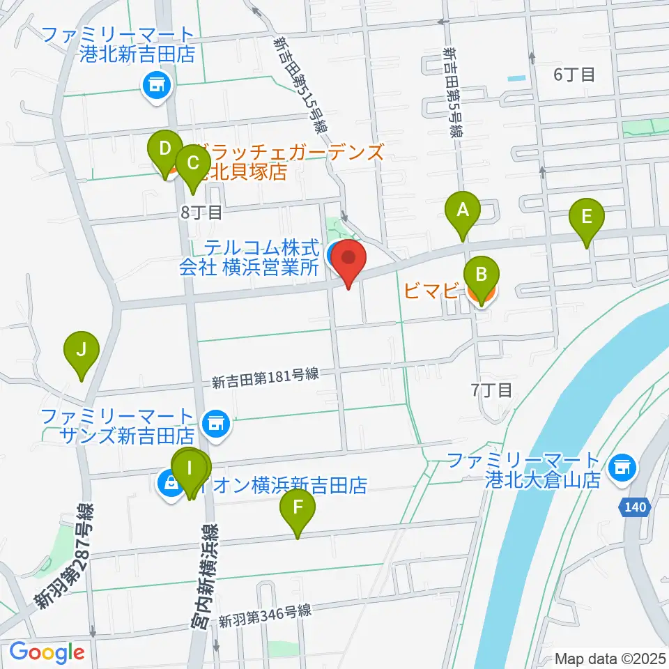 貝塚音楽教室周辺のファミレス・ファーストフード一覧地図