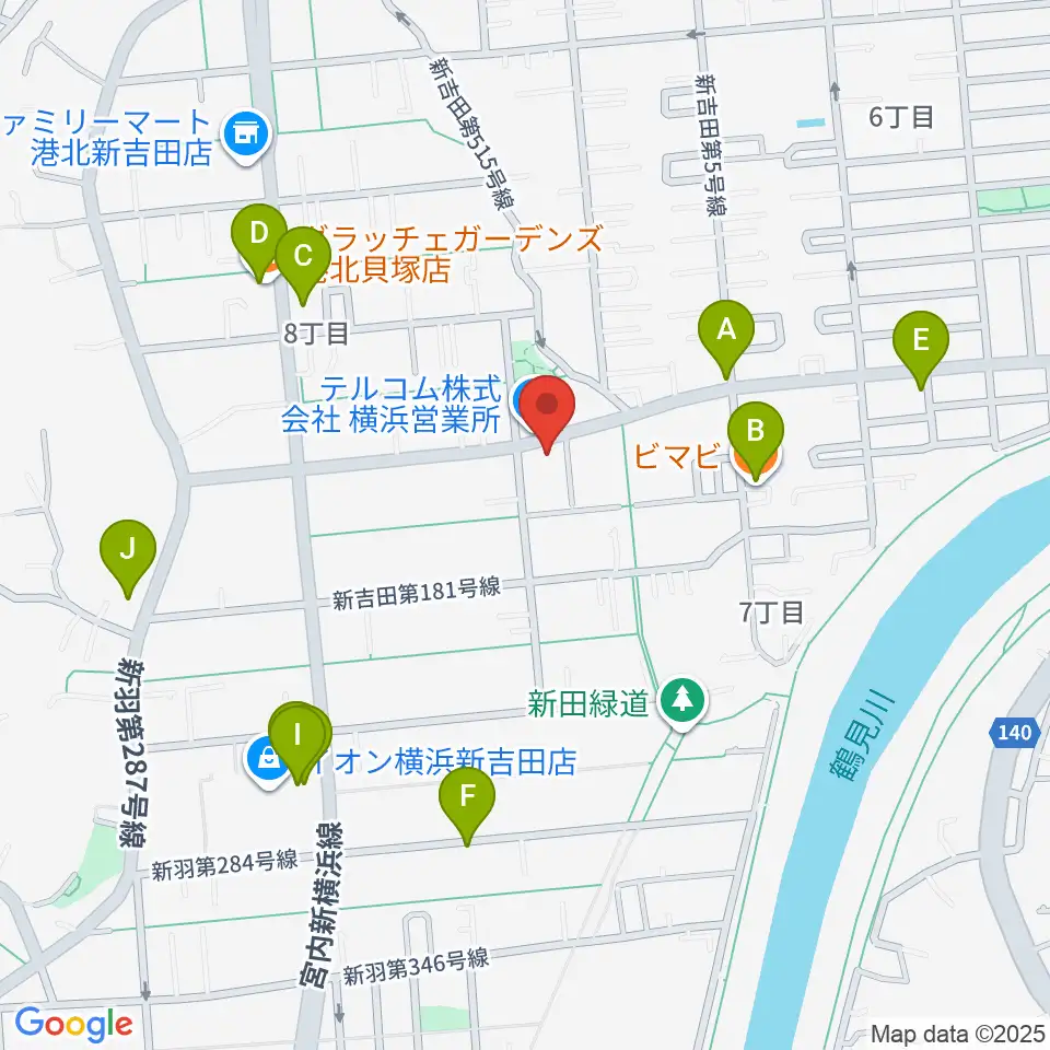 貝塚音楽教室周辺のファミレス・ファーストフード一覧地図