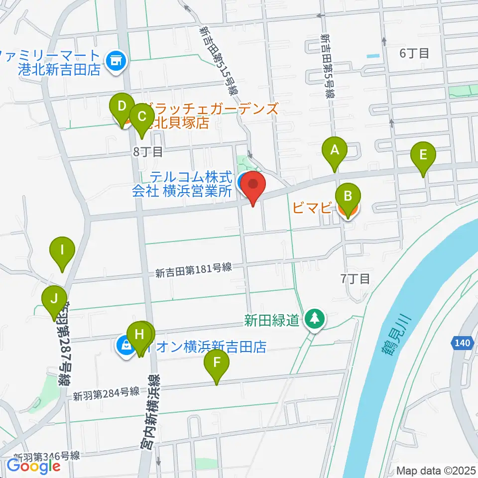 貝塚音楽教室周辺のファミレス・ファーストフード一覧地図