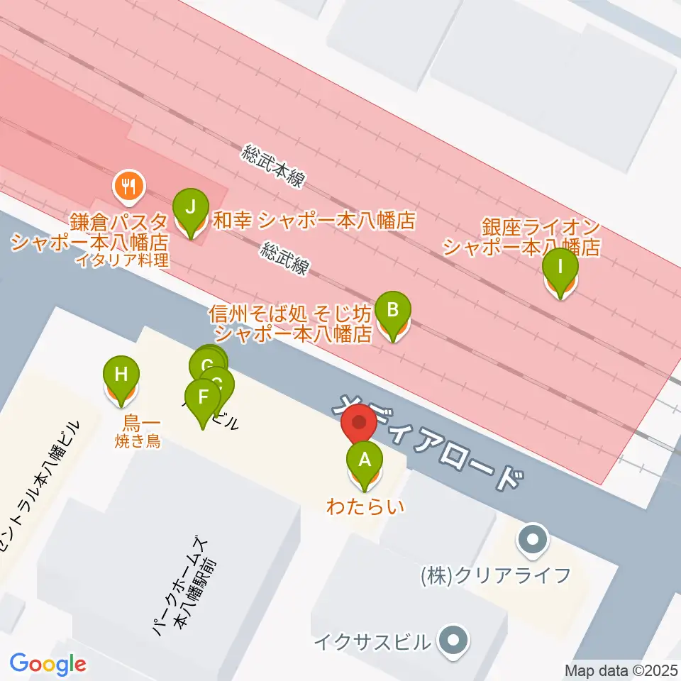島村楽器 Wind & Repair周辺のファミレス・ファーストフード一覧地図