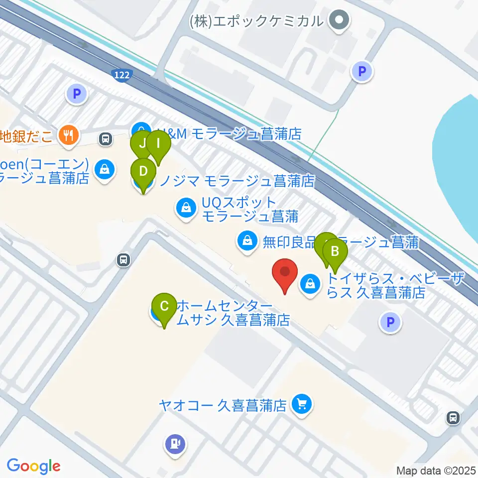 島村楽器 モラージュ菖蒲店周辺のファミレス・ファーストフード一覧地図