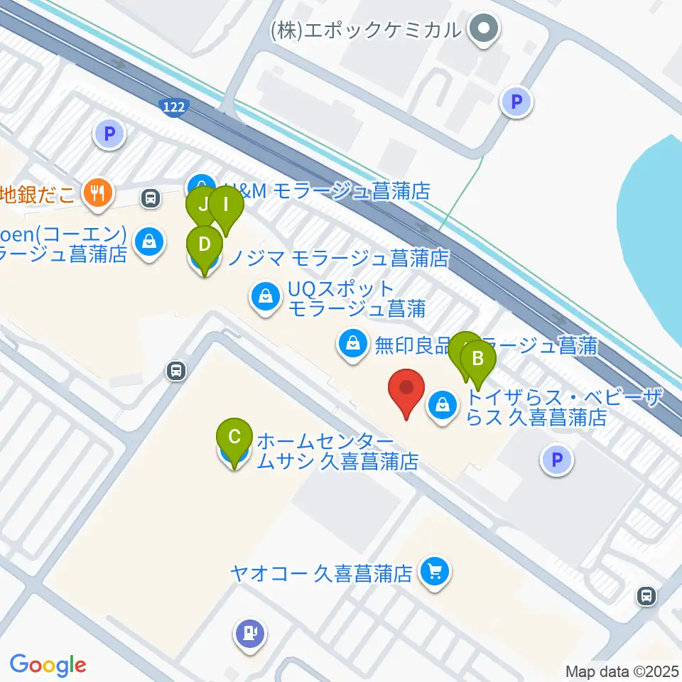 島村楽器 モラージュ菖蒲店周辺のファミレス・ファーストフード一覧地図