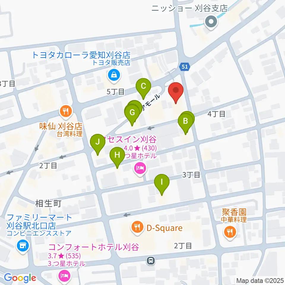 ロッキン刈谷本店周辺のファミレス・ファーストフード一覧地図