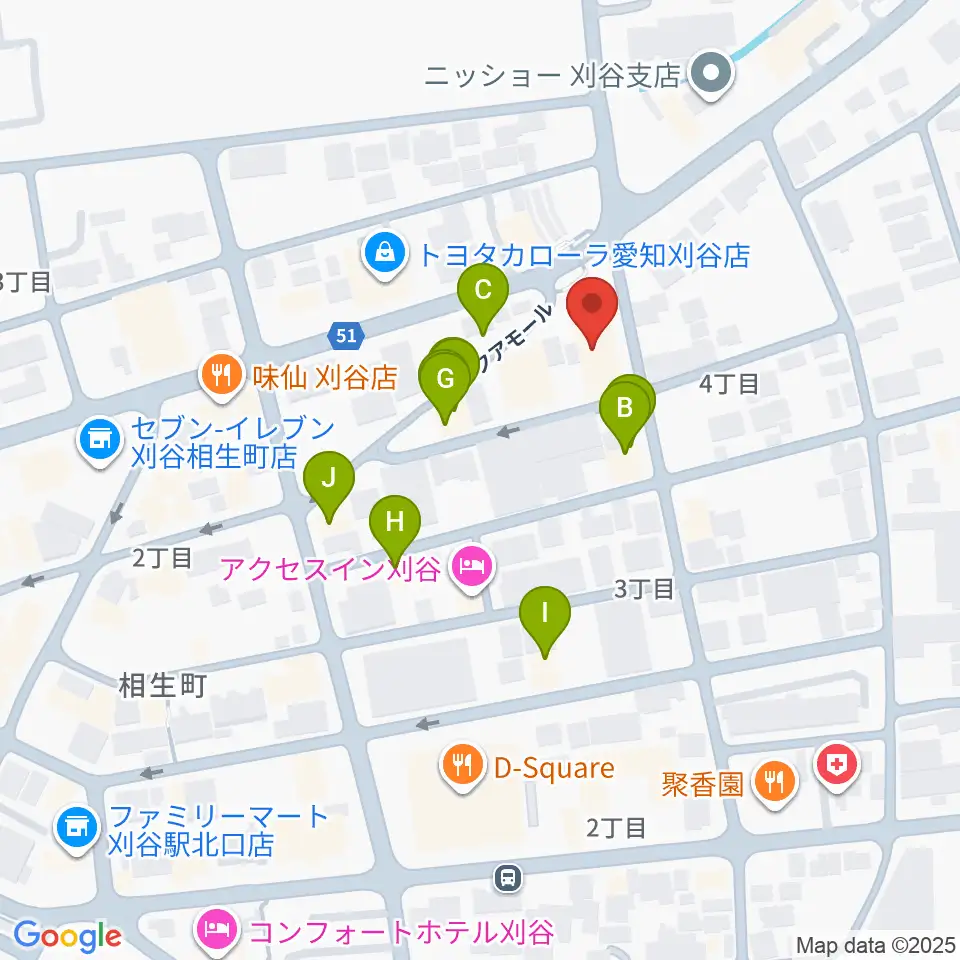 ロッキン刈谷本店周辺のファミレス・ファーストフード一覧地図
