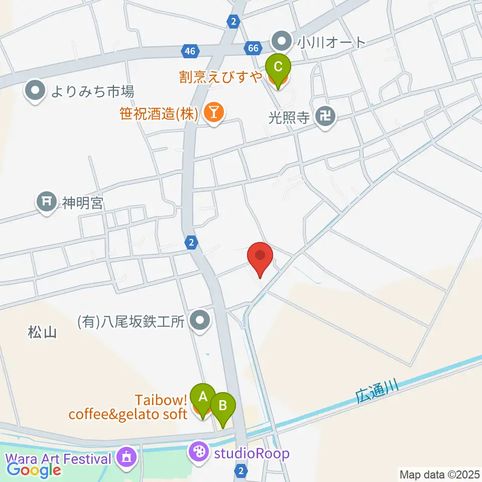 楽器屋JUNJUN周辺のファミレス・ファーストフード一覧地図