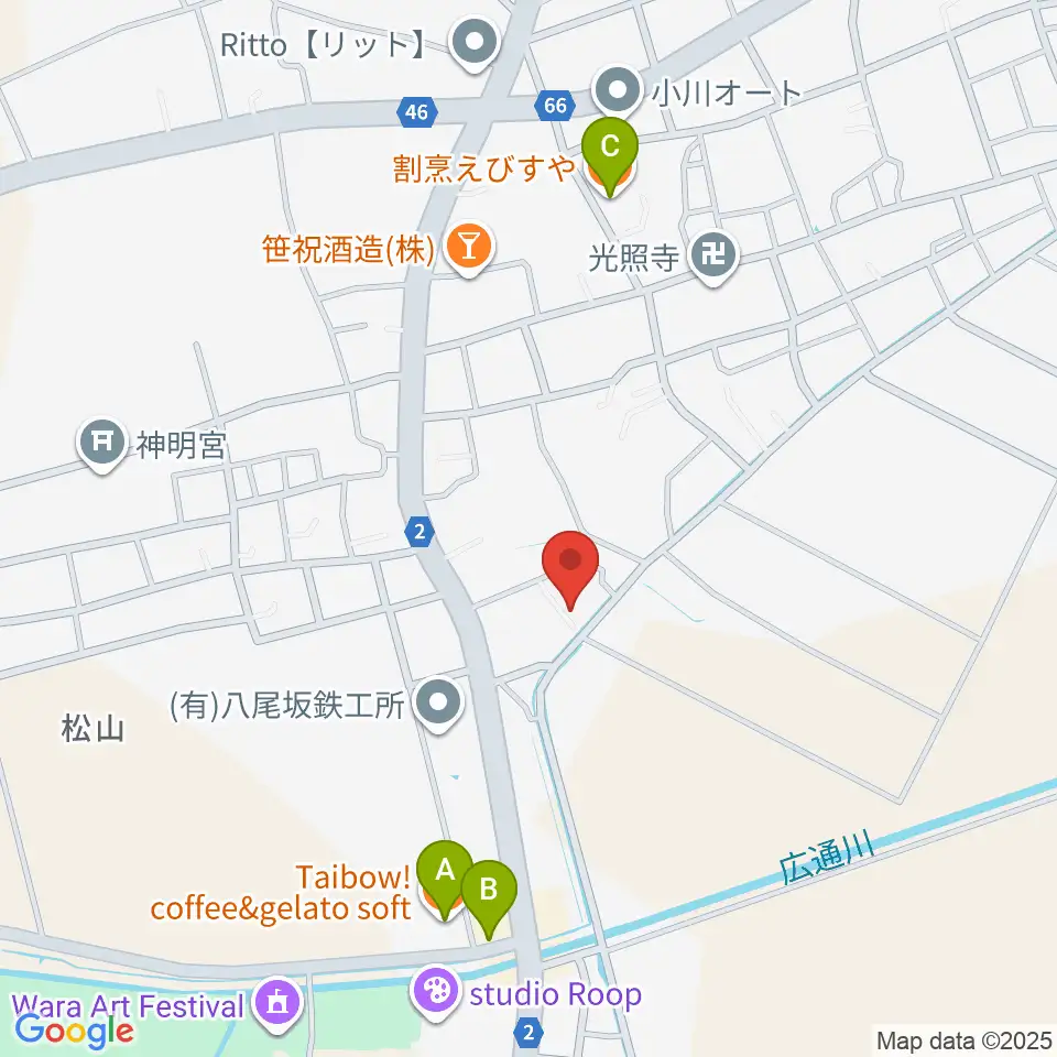 楽器屋JUNJUN周辺のファミレス・ファーストフード一覧地図