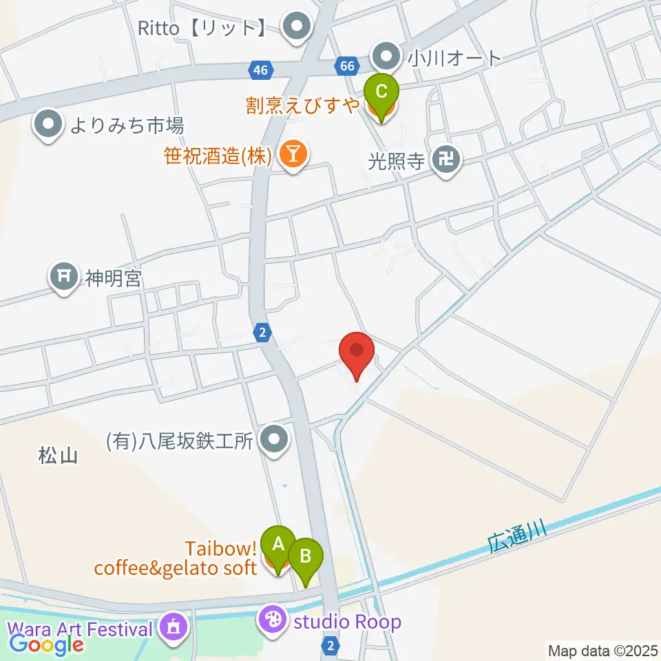 楽器屋JUNJUN周辺のファミレス・ファーストフード一覧地図
