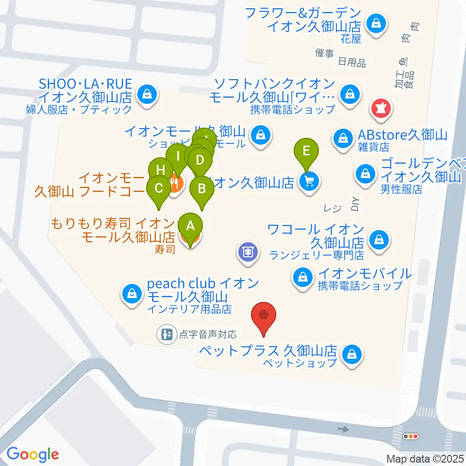 JEUGIA イオンモール久御山店周辺のファミレス・ファーストフード一覧地図