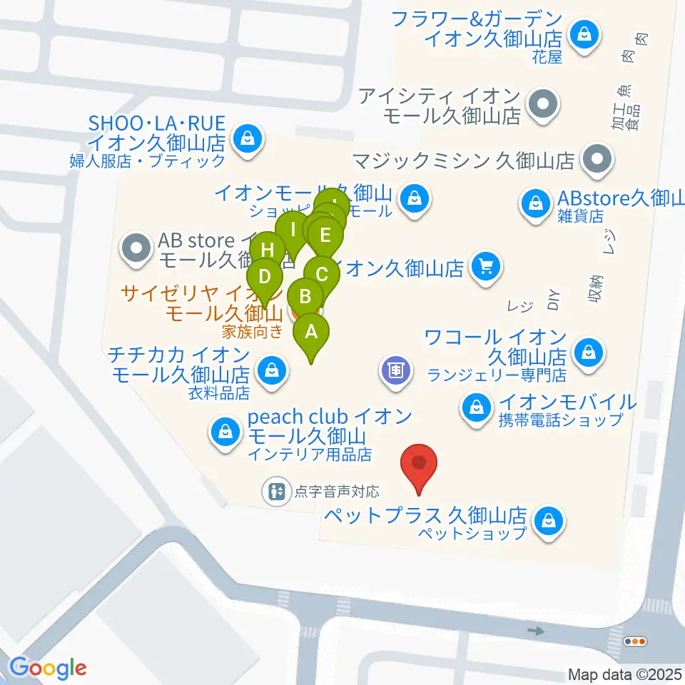 JEUGIA イオンモール久御山店周辺のファミレス・ファーストフード一覧地図