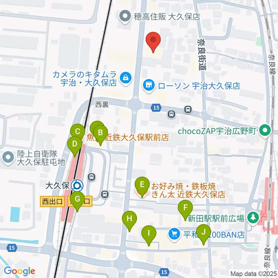 JEUGIA 宇治大久保店周辺のファミレス・ファーストフード一覧地図