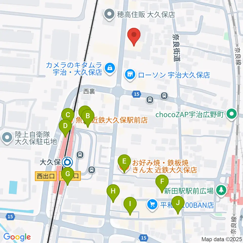 JEUGIA 宇治大久保店周辺のファミレス・ファーストフード一覧地図