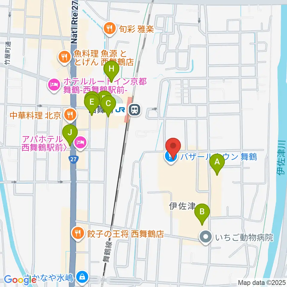 JEUGIA 西舞鶴センター周辺のファミレス・ファーストフード一覧地図