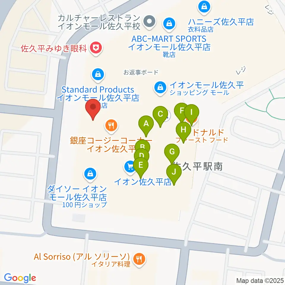 島村楽器 イオンモール佐久平店周辺のファミレス・ファーストフード一覧地図