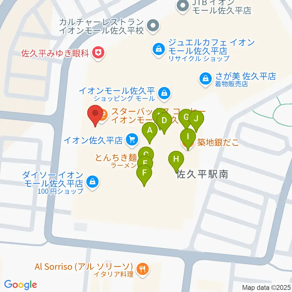 島村楽器 イオンモール佐久平店周辺のファミレス・ファーストフード一覧地図