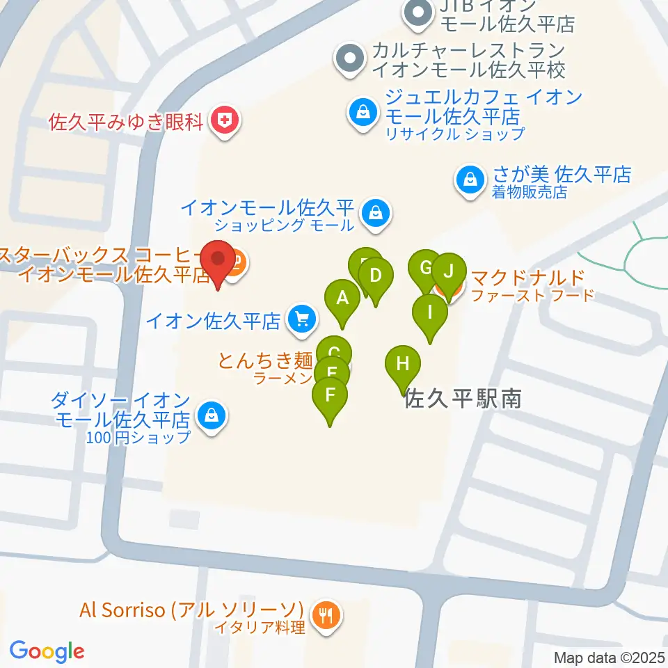 島村楽器 イオンモール佐久平店周辺のファミレス・ファーストフード一覧地図