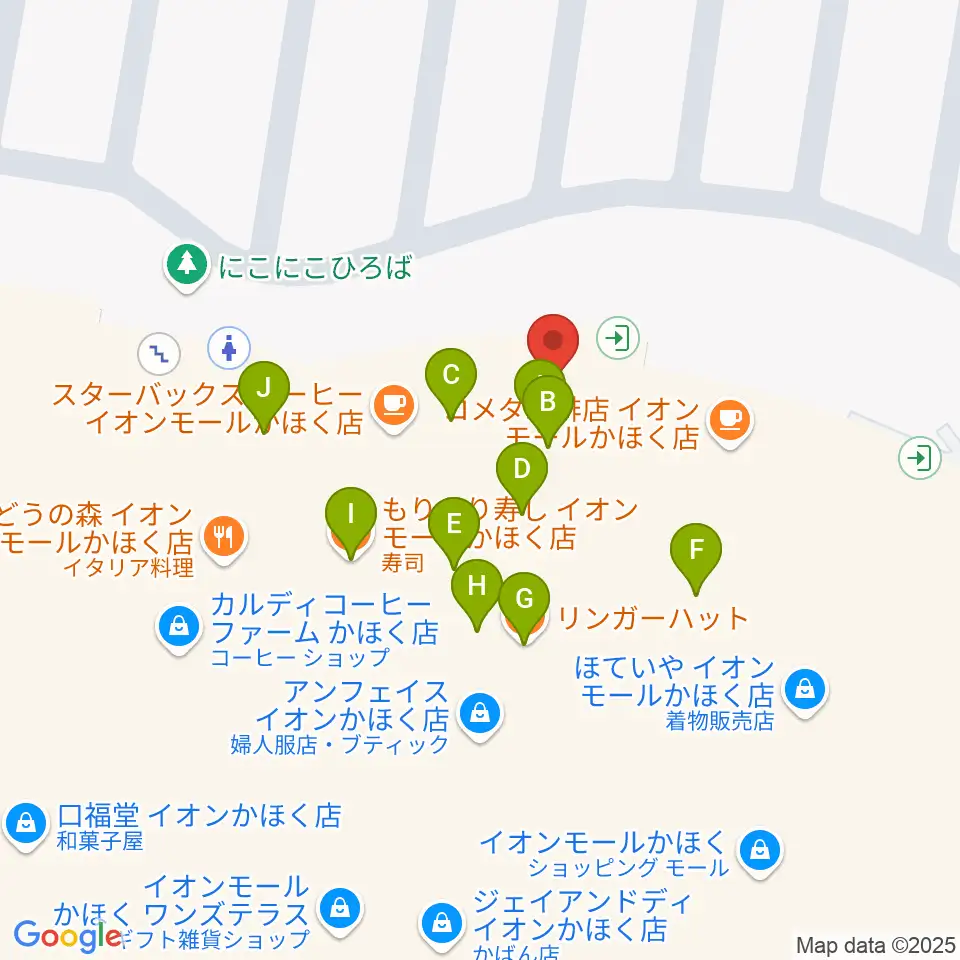 島村楽器 イオンモールかほく店周辺のファミレス・ファーストフード一覧地図