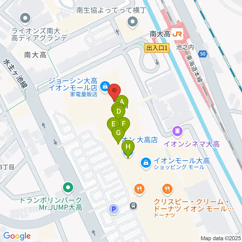 島村楽器 イオンモール大高店周辺のファミレス・ファーストフード一覧地図