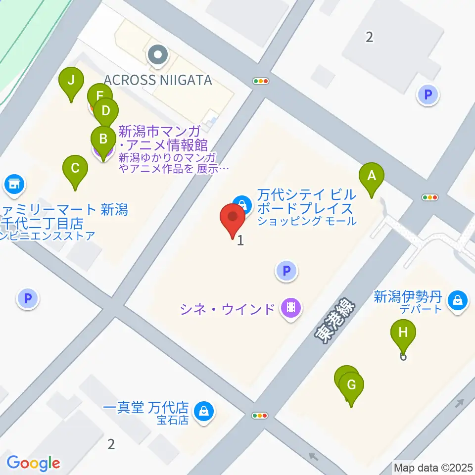 島村楽器 新潟ビルボードプレイス店 周辺のファミレス・ファーストフード一覧地図
