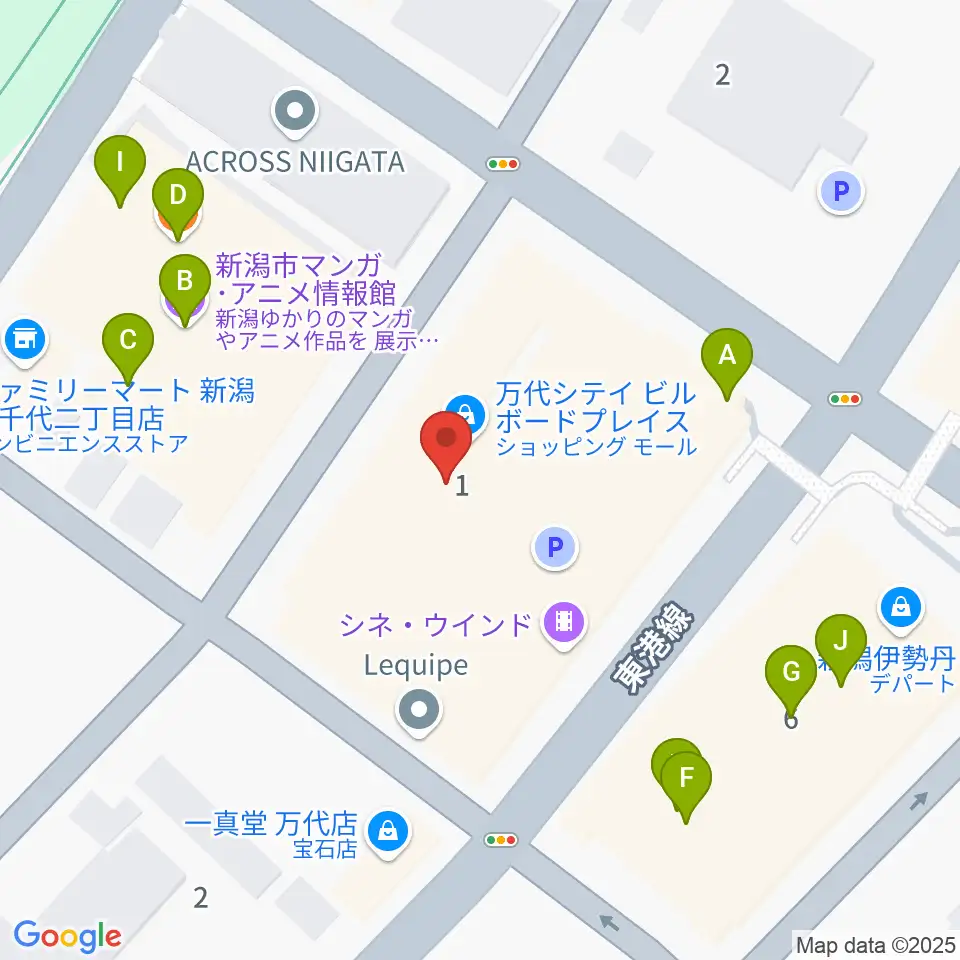 島村楽器 新潟ビルボードプレイス店 周辺のファミレス・ファーストフード一覧地図