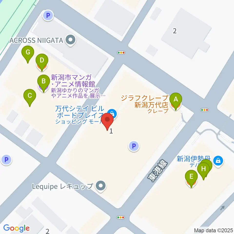 島村楽器 新潟ビルボードプレイス店 周辺のファミレス・ファーストフード一覧地図
