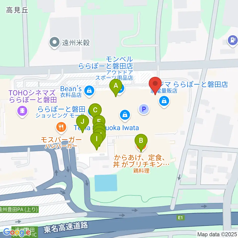 島村楽器 ららぽーと磐田店周辺のファミレス・ファーストフード一覧地図