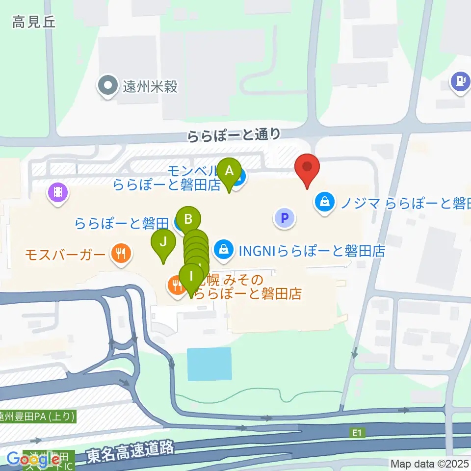 島村楽器 ららぽーと磐田店周辺のファミレス・ファーストフード一覧地図