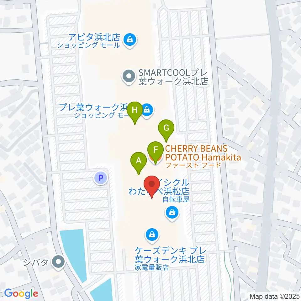 島村楽器 プレ葉ウォーク浜北店周辺のファミレス・ファーストフード一覧地図