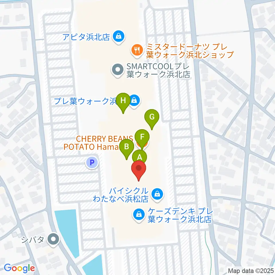 島村楽器 プレ葉ウォーク浜北店周辺のファミレス・ファーストフード一覧地図
