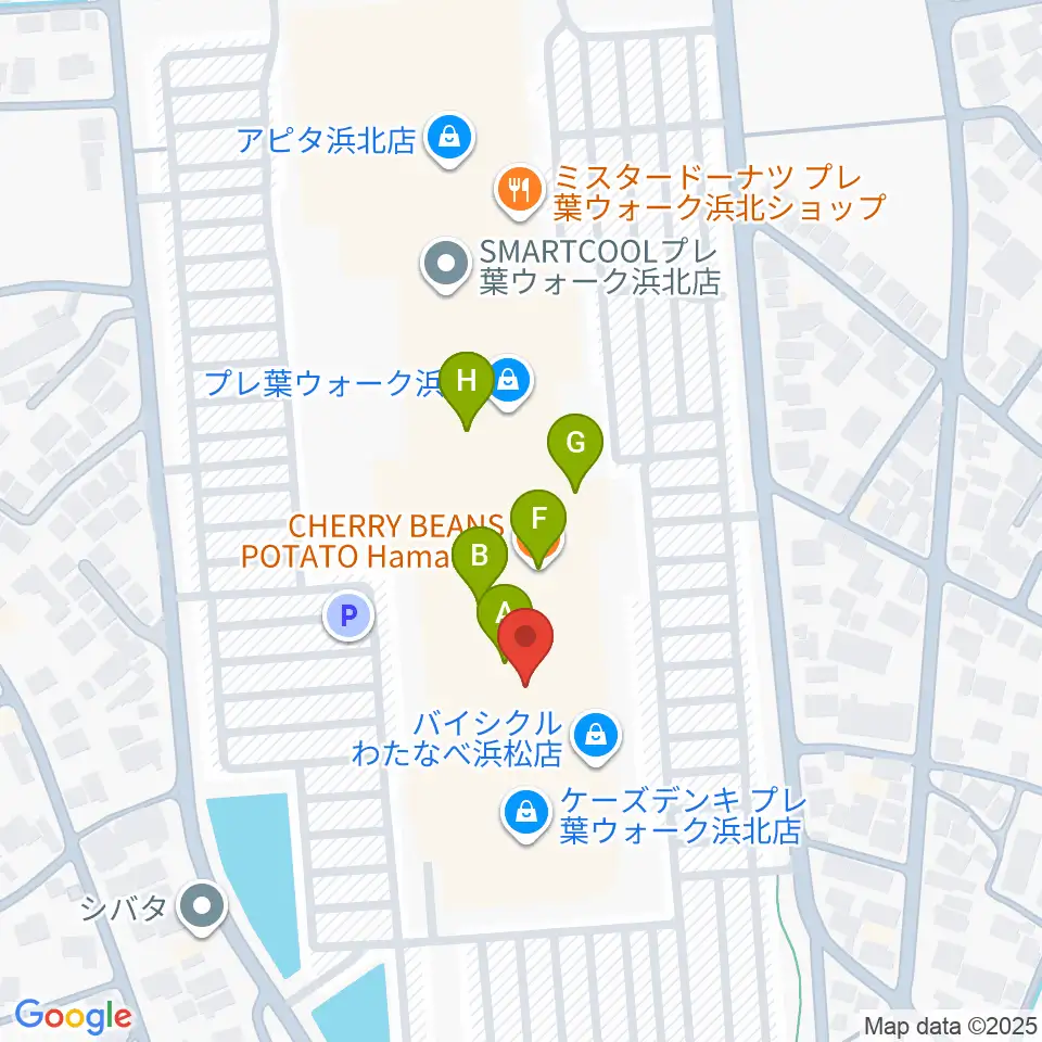 島村楽器 プレ葉ウォーク浜北店周辺のファミレス・ファーストフード一覧地図