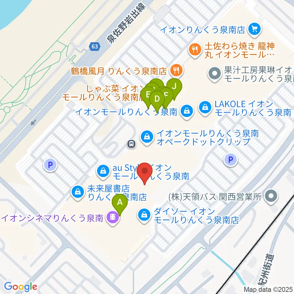島村楽器 イオンモールりんくう泉南店周辺のファミレス・ファーストフード一覧地図