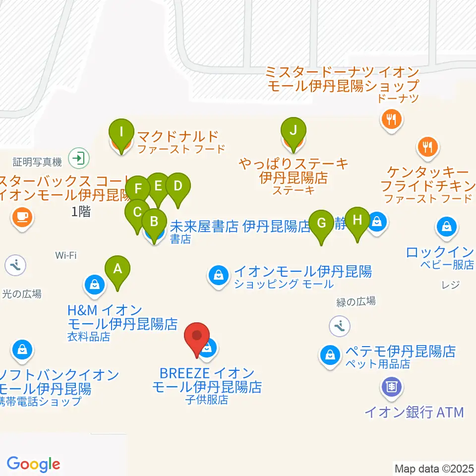 島村楽器 イオンモール伊丹昆陽店周辺のファミレス・ファーストフード一覧地図