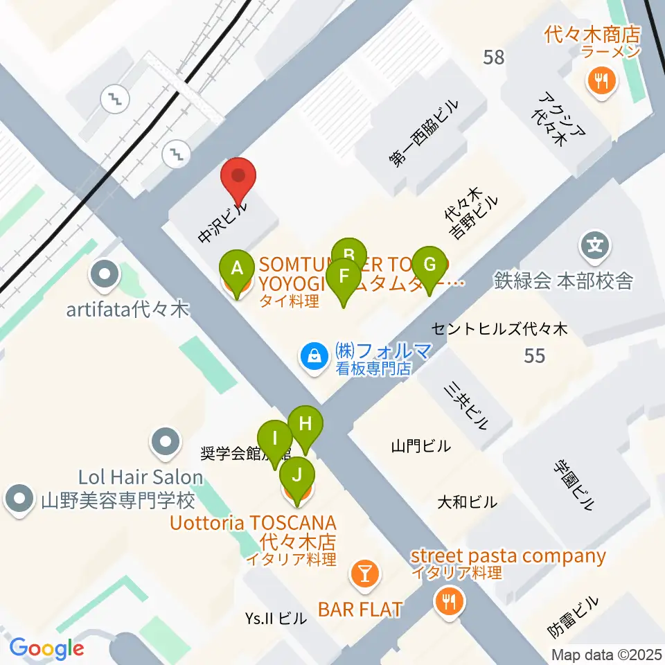 代々木アトリエ・ムジカ周辺のファミレス・ファーストフード一覧地図