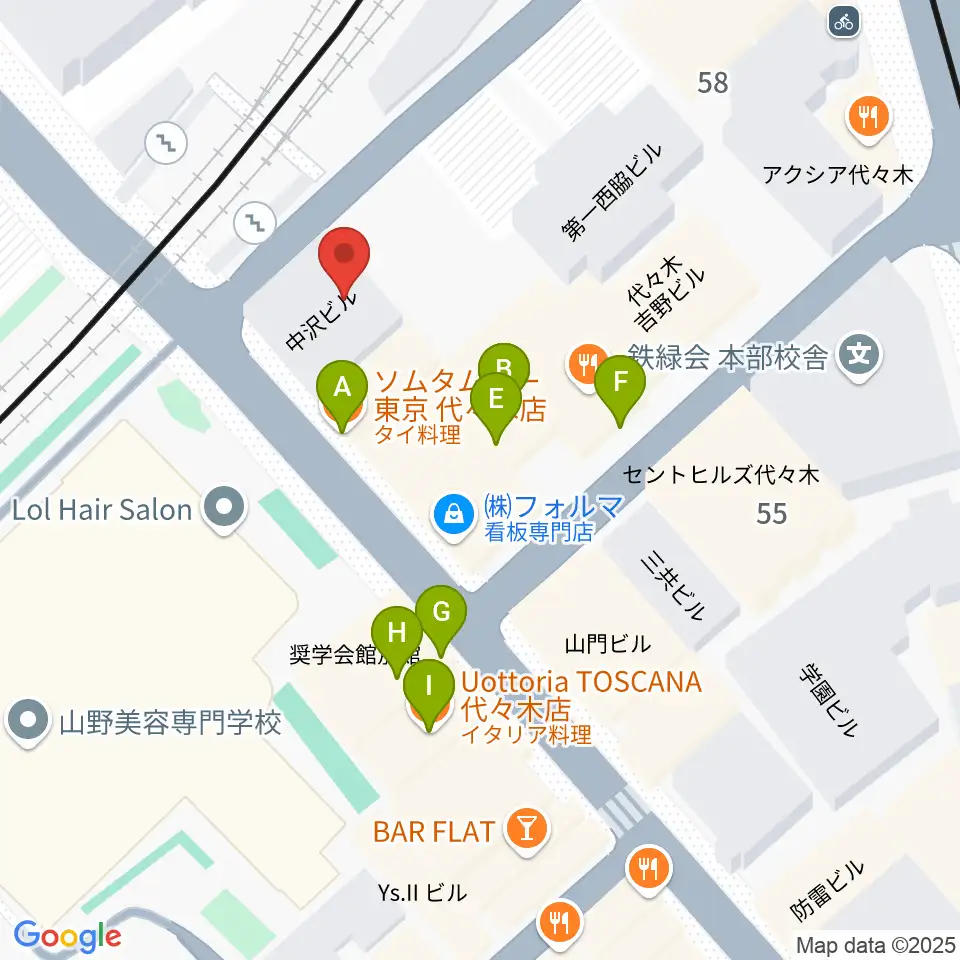 代々木アトリエ・ムジカ周辺のファミレス・ファーストフード一覧地図