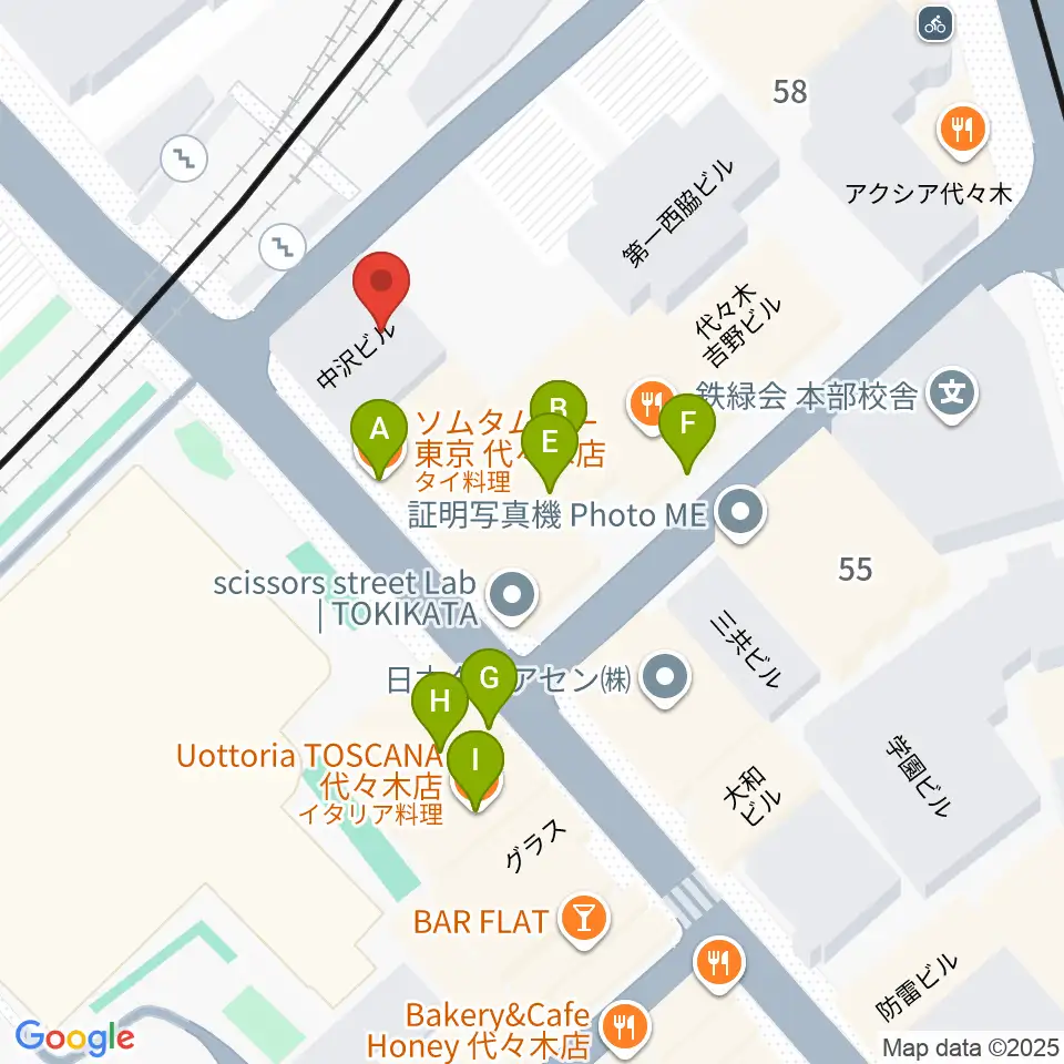 代々木アトリエ・ムジカ周辺のファミレス・ファーストフード一覧地図