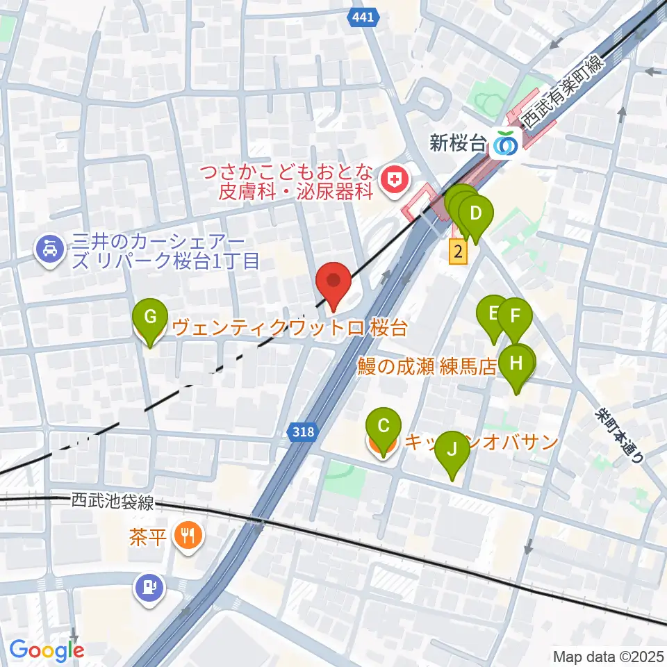 GALLERY STUDIO 1619.周辺のファミレス・ファーストフード一覧地図