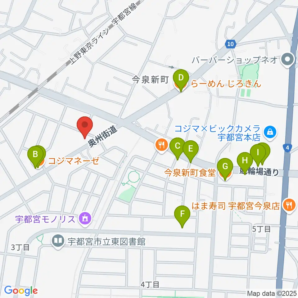 ギターショップ・オールドブリッジ周辺のファミレス・ファーストフード一覧地図