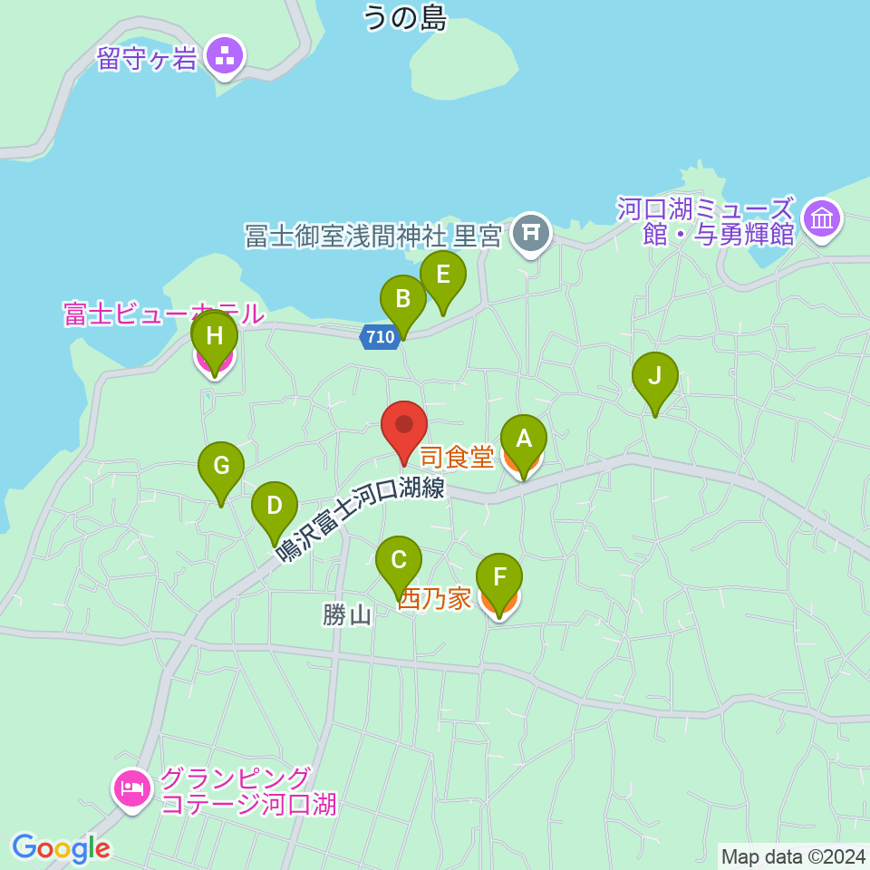 音楽の家 民宿さんすい周辺のファミレス・ファーストフード一覧地図